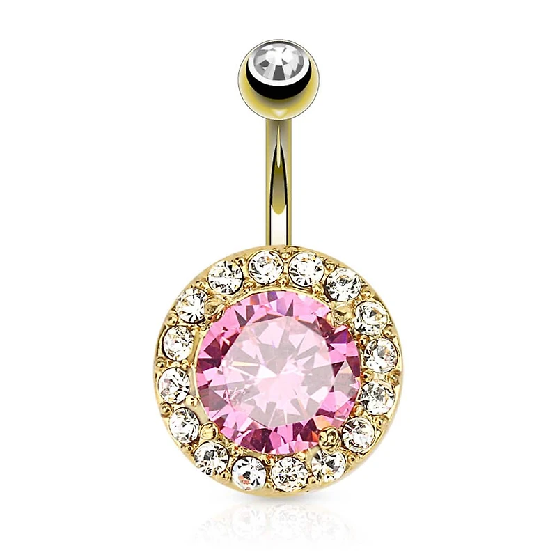 Two-Tone Halo Navel Barbell 14g