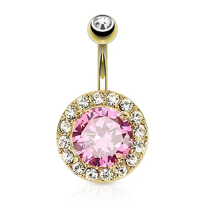 Two-Tone Halo Navel Barbell 14g