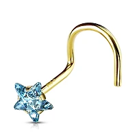 14K Gold Claw-Set Star Nose Screw 20g