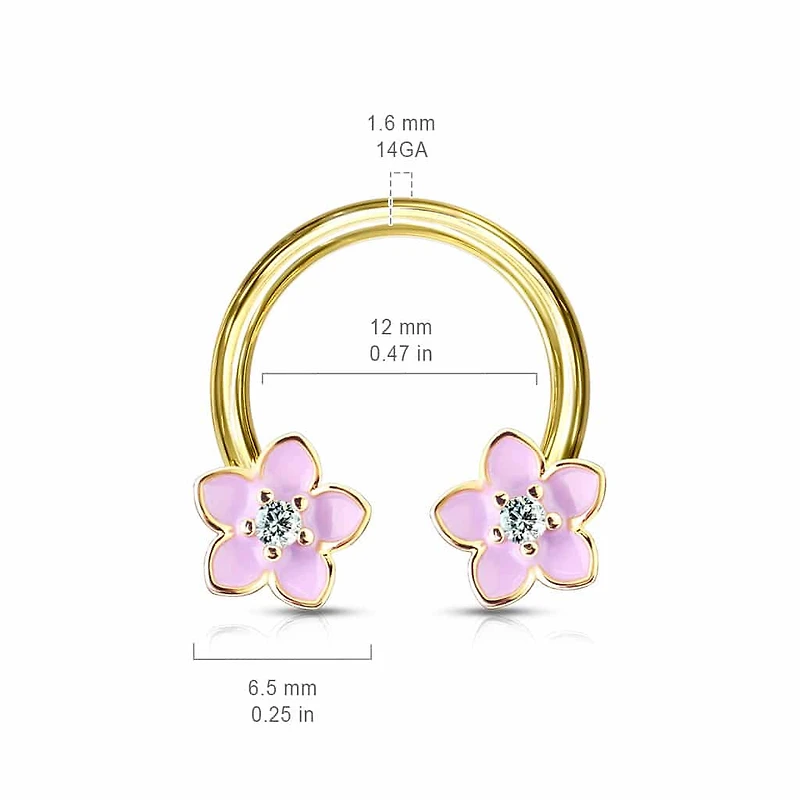 Pink Flower Circular Barbell 14g