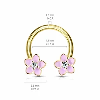 Pink Flower Circular Barbell 14g