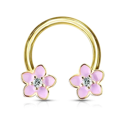 Pink Flower Circular Barbell 14g