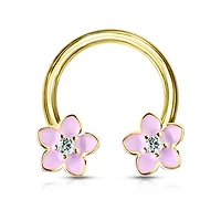 Pink Flower Circular Barbell 14g