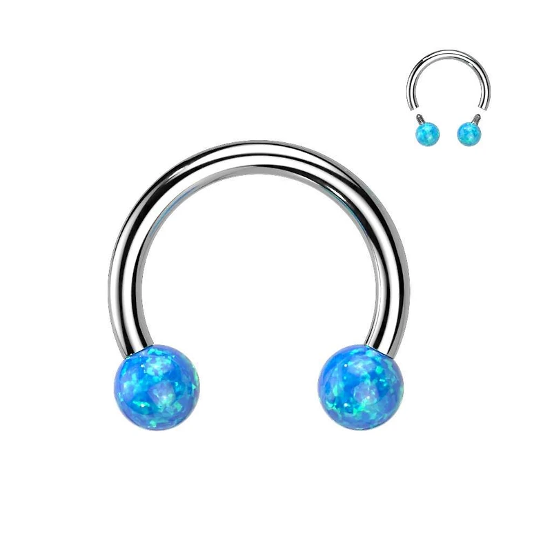 PREMIUM Surgical Steel Opal Circular Barbell 16g