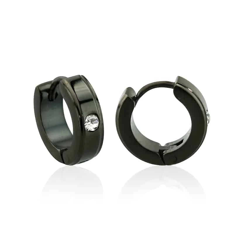 Crystal Blackline PVD Cuff Earrings