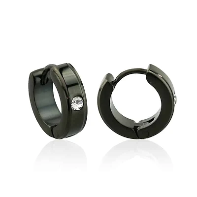 Crystal Blackline PVD Cuff Earrings