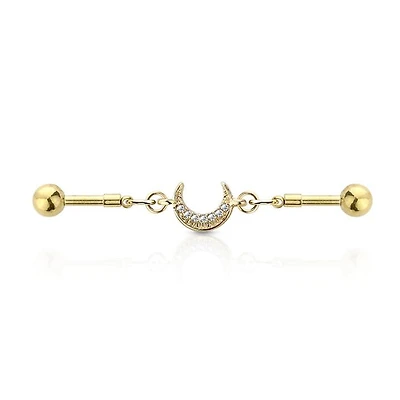 Chain Crystal Moon Industrial Barbell 14g