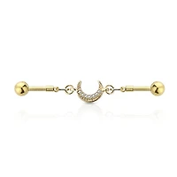 Chain Crystal Moon Industrial Barbell 14g