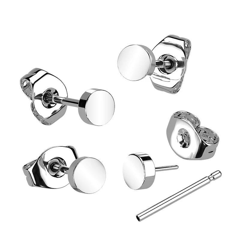Premium G23 Titanium Flat Disc Threadless Studs 20g