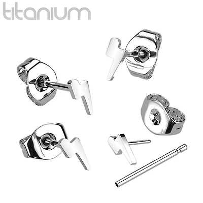 Premium G23 Titanium Lightning Bolt Studs