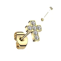 Premium G23 Titanium Crystal Cross Threadless Studs 20g