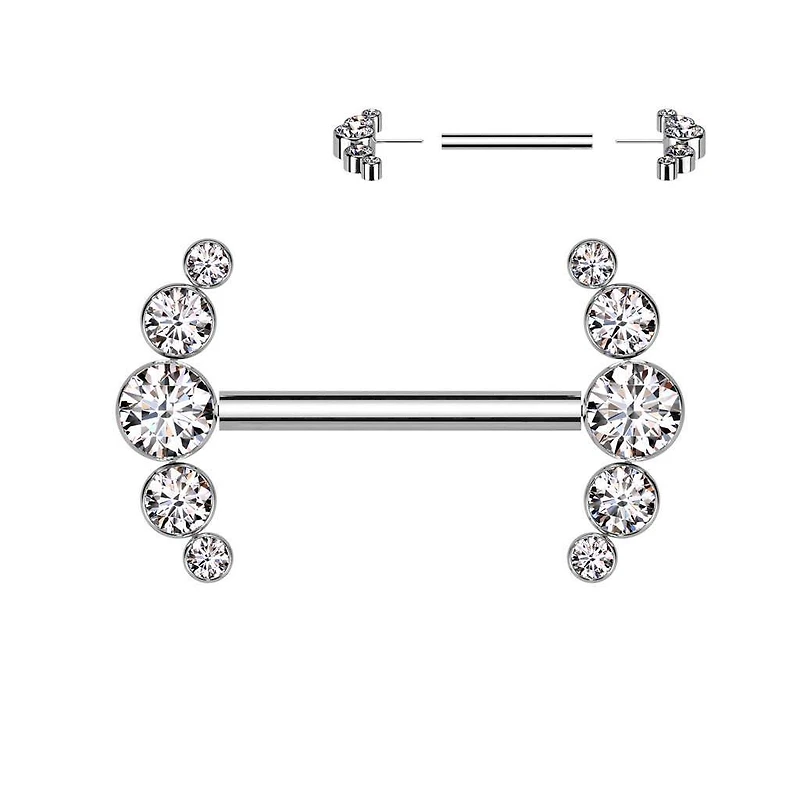 Premium G23 Titanium Luxe Crystal Cluster Nipple Barbell