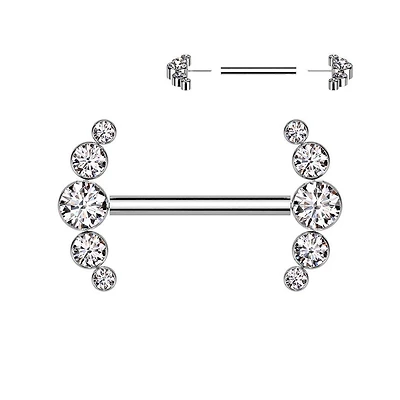 Premium G23 Titanium Luxe Crystal Cluster Nipple Barbell