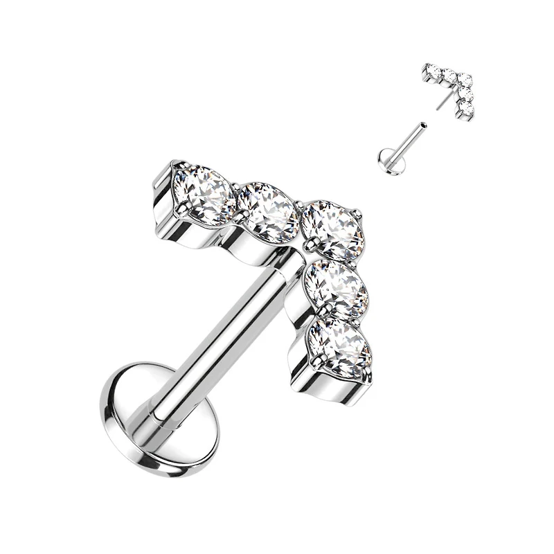 Premium G23 Titanium Crystal Arrow Threadless Flat Back