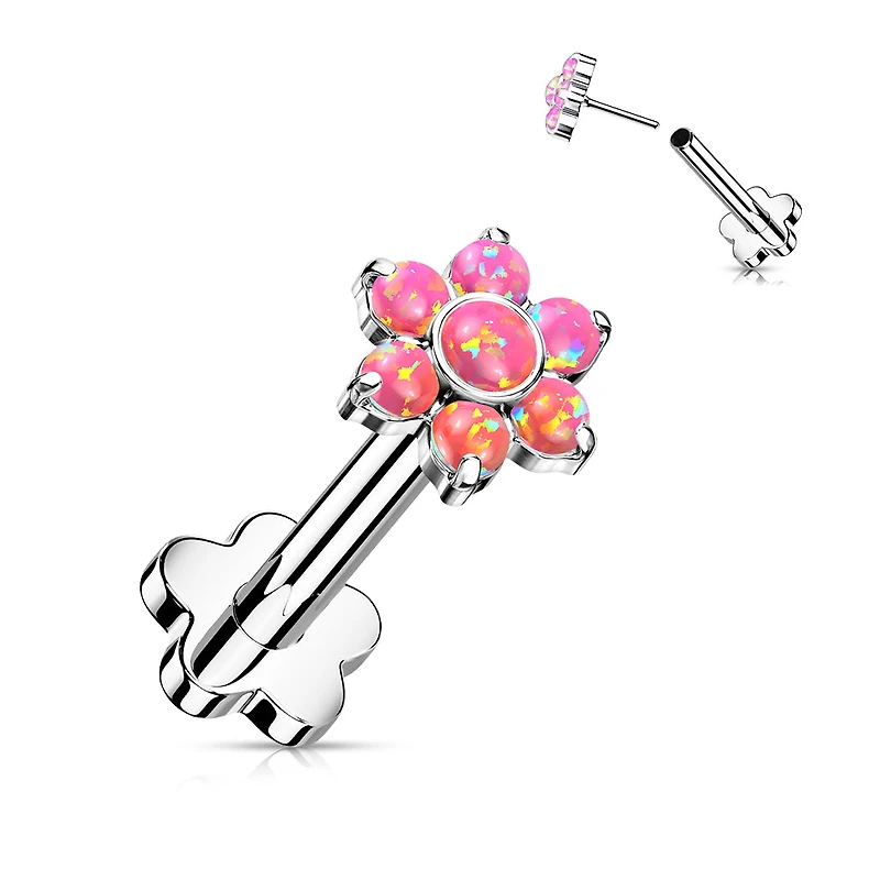 Premium G23 Titanium Flower Base Opal Threadless Flat Back