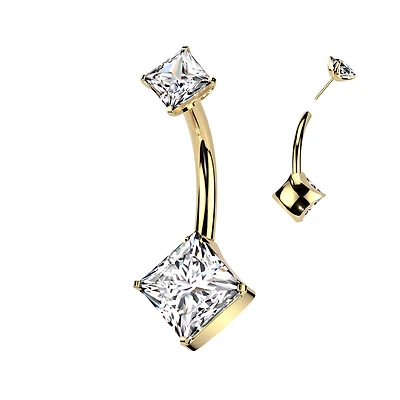 Premium G23 Titanium Luxe Square Threadless Navel Barbell