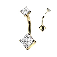 Premium G23 Titanium Luxe Square Threadless Navel Barbell