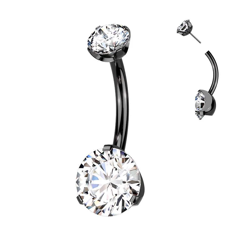 Premium G23 Titanium Luxe Claw-Set Threadless Navel Barbell