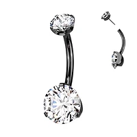 Premium G23 Titanium Luxe Claw-Set Threadless Navel Barbell