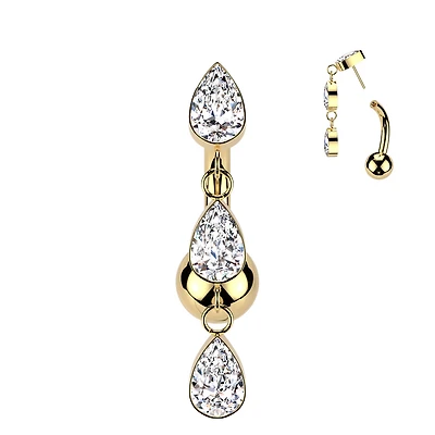 Premium G23 Titanium Luxe Teardrop Threadless Inverted Navel Dangle