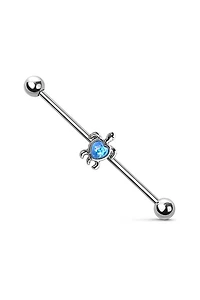 Premium Opal Sea Turtle Industrial Barbell 14g