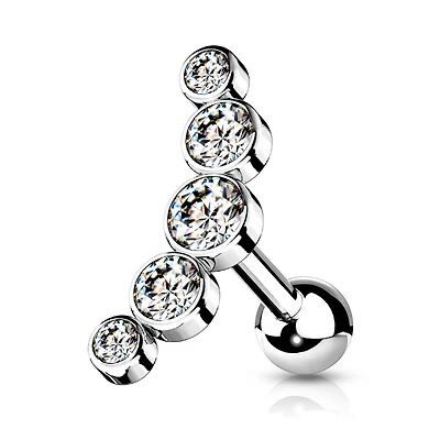 Premium 5 Bezel-Set Crystal Curve Ball Back 16g