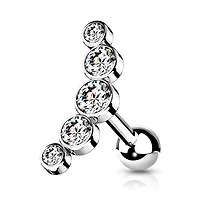 Premium 5 Bezel-Set Crystal Curve Ball Back 16g