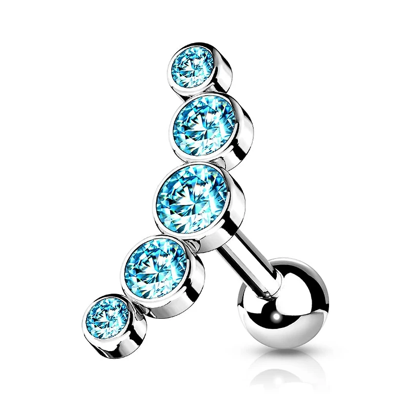 Premium 5 Bezel-Set Crystal Curve Ball Back 16g