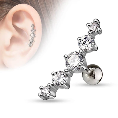 Premium 5 Claw-Set Crystal Cartilage Ball Back 16g