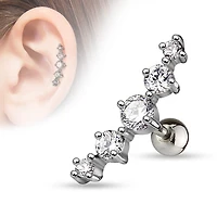 Premium 5 Claw-Set Crystal Cartilage Ball Back 16g