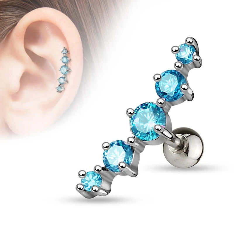 Premium 5 Claw-Set Crystal Cartilage Ball Back 16g