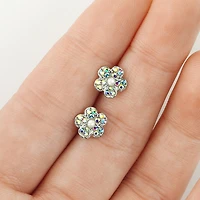 Adhesive-Set Iridescent Crystal Flower Ball Back 16g