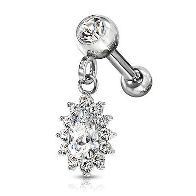 Halo Teardrop Ball Back Dangle 16g