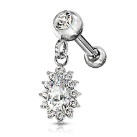 PREMIUM Halo Teardrop Ball Back Dangle 16g