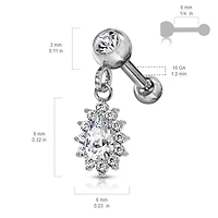 PREMIUM Halo Teardrop Ball Back Dangle 16g