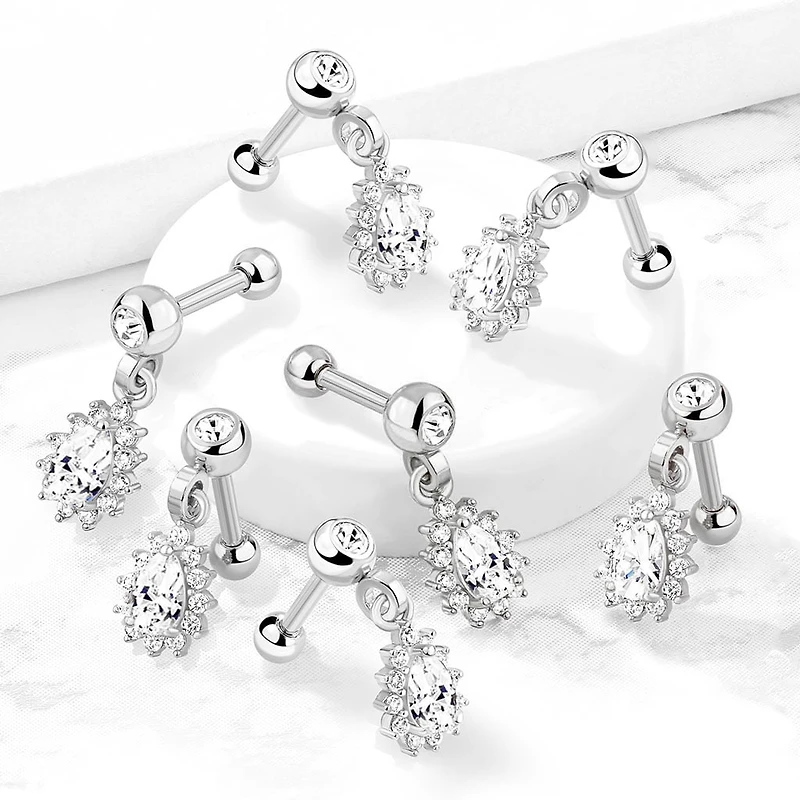 PREMIUM Halo Teardrop Ball Back Dangle 16g