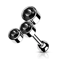 Premium 3 Bezel-Set Crystal Curve Ball Back 16g