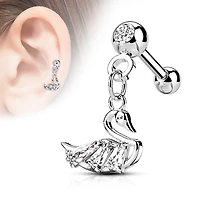 PREMIUM Crystal Swan Ball Back Dangle 16g