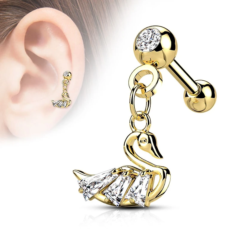 PREMIUM Crystal Swan Ball Back Dangle 16g