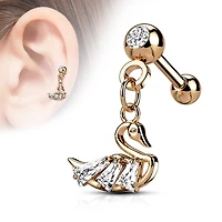 PREMIUM Crystal Swan Ball Back Dangle 16g