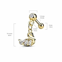 PREMIUM Crystal Swan Ball Back Dangle 16g