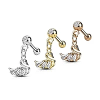 PREMIUM Crystal Swan Ball Back Dangle 16g