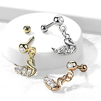 PREMIUM Crystal Swan Ball Back Dangle 16g