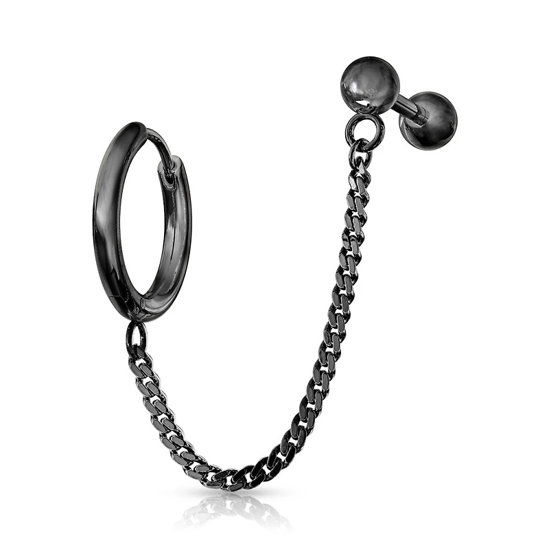 Surgical Steel Ball Back + Chain Earrings