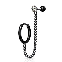 Surgical Steel Crystal Ball Back + Chain Earrings