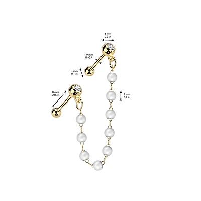 Pearl Chain Dangle Double Ball Back