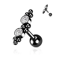 Premium 2 Bezel-Set Crystal + Dotwork Ball Back 16g