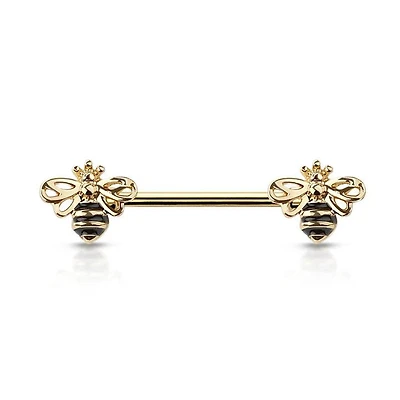 Royal Bumblebee Crown Nipple Barbell 14g