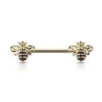 Royal Bumblebee Crown Nipple Barbell 14g