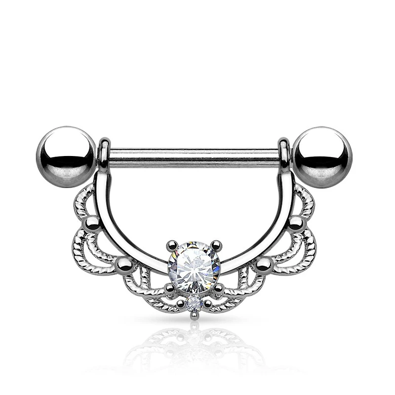 Filigree + Crystal Nipple Shield 14g
